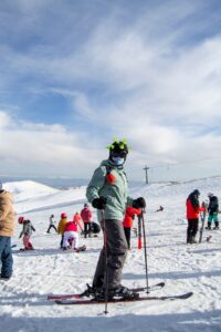 Skipully met geïntegreerde rugbescherming voor extra veiligheid op de piste